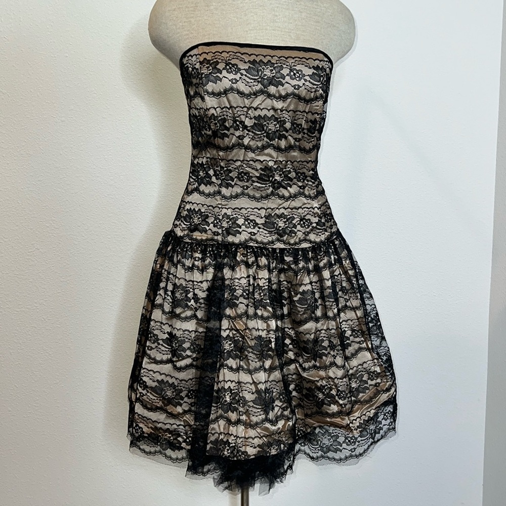 Jessica McClintock Gunne Sax Strapless Dropwaist Lace Special Occasion Dress